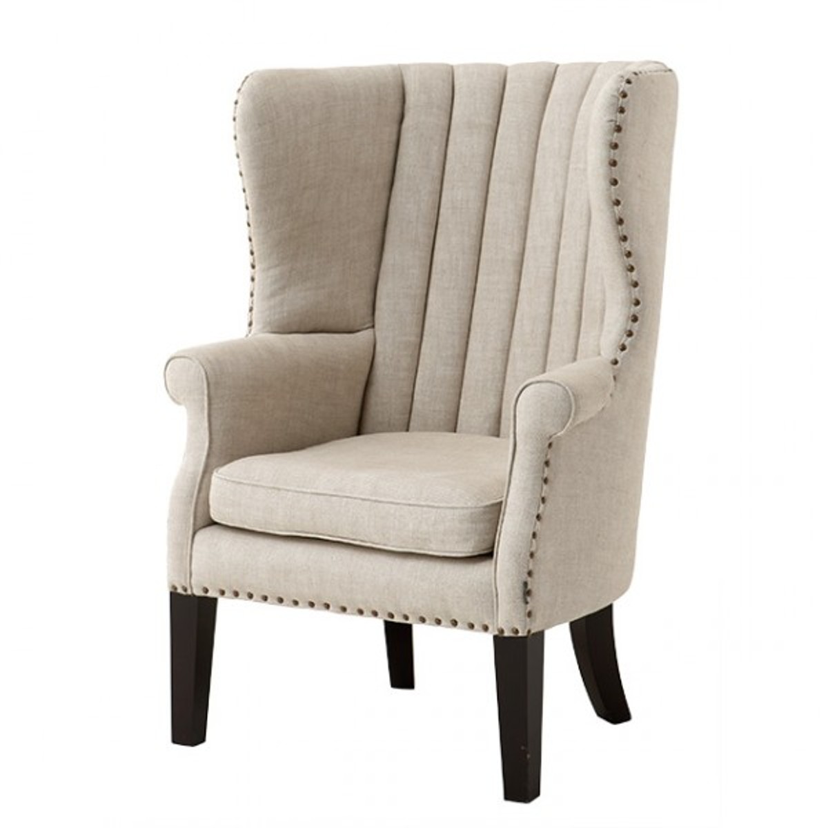 Luxury Elegance Chesterfield wing chair linen Oxford Natural Luxury Elegance Chesterfield wing chair linen Oxford Natural
