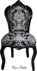 Casa Padrino Chaise de Salle à Manger Baroque Motif Paisley Noir - 108 x 53 x 57 cm - Meuble Style Antique