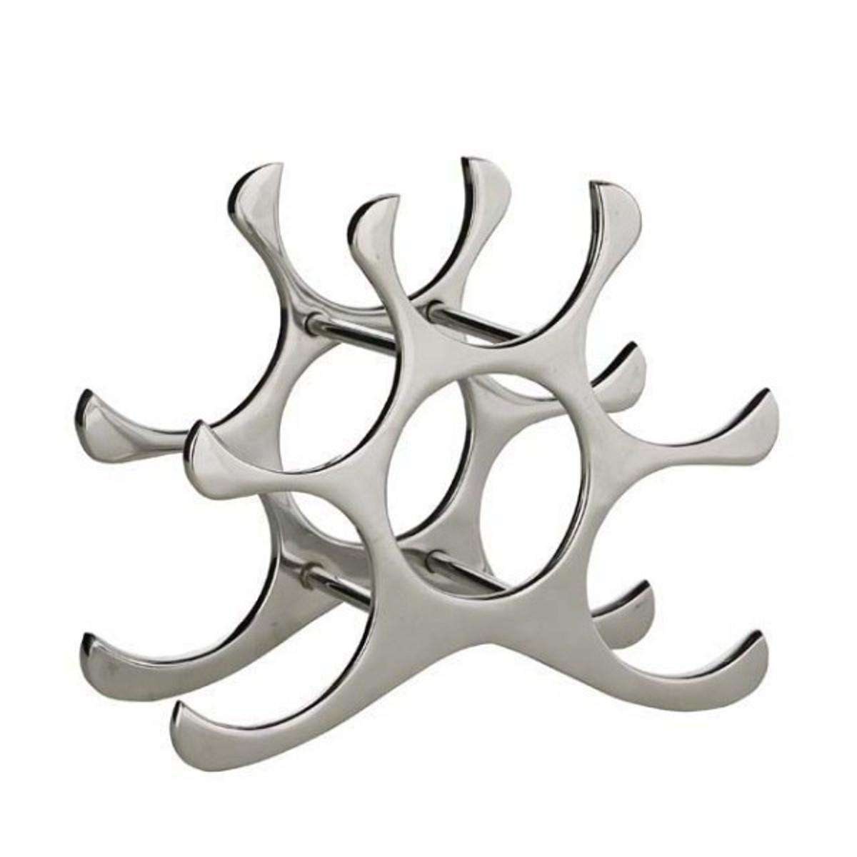 Designer wine rack made of polished aluminum for 6 bottles H 26 cm, W 28 cm, D 11 cm - bottle holder - bottle rack Designer wine rack made of polished aluminum for 6 bottles H 26 cm, W 28 cm, D 11 cm - bottle holder - bottle rack