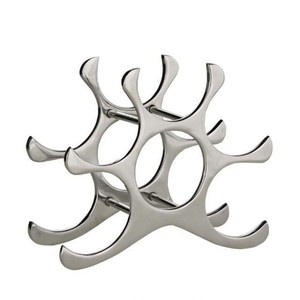 Casa Padrino Botellero de diseño en aluminio pulido para 6 botellas - Plata, Al 35 cm, An 100 cm, Pr 15 cm Casa Padrino Botellero de diseño en aluminio pulido para 6 botellas - Plata, Al 35 cm, An 100 cm, Pr 15 cm