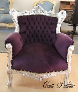 Casa Padrino Sillón Barroco para Niños en Púrpura y Plata, Trono de Madera Maciza Hecho a Mano, 84 x 58 x 36 cm Casa Padrino Sillón Barroco para Niños en Púrpura y Plata, Trono de Madera Maciza Hecho a Mano, 84 x 58 x 36 cm