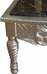 Casa Padrino Tavolino da salotto barocco argento con piano in marmo nero 95 x 95 x 43.5 cm - Pezzo unico B