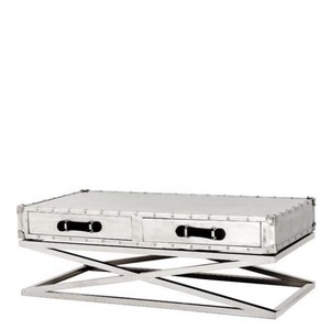 Casa Padrino Designer Coffee Table Vintage Metal - Elegant Salon Table in Silver - 140 x 70 x 49 cm Casa Padrino Designer Coffee Table Vintage Metal - Elegant Salon Table in Silver - 140 x 70 x 49 cm