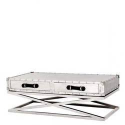 Casa Padrino Designer Couchtisch Vintage Metal - Edler Salontisch in Silber - 140 x 70 x 49 cm Casa Padrino Designer Couchtisch Vintage Metal - Edler Salontisch in Silber - 140 x 70 x 49 cm