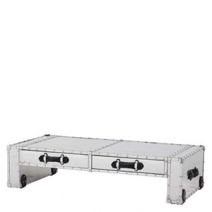 Casa Padrino Coffee Table Vintage Metal Aluminium Mod2 - Silver - 134 x 71 x 35 cm Casa Padrino Coffee Table Vintage Metal Aluminium Mod2 - Silver - 134 x 71 x 35 cm