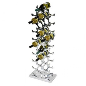 Casa Padrino Botellero de vino de diseño para 27 botellas de aluminio pulido plata altura 103 cm Casa Padrino Botellero de vino de diseño para 27 botellas de aluminio pulido plata altura 103 cm