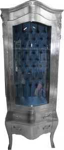 Barock Vitrine Silber Blau Blue Silver Vitrine Glass Baroque Furniture Barock Vitrine Silber Blau Blue Silver Vitrine Glass Baroque Furniture