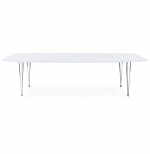 Casa Padrino Tavolo da conferenza design bianco / cromo allungabile 170-270 cm - Tavolo da pranzo moderno Casa Padrino Tavolo da conferenza design bianco / cromo allungabile 170-270 cm - Tavolo da pranzo moderno