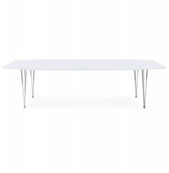 Casa Padrino Table de conférence design blanc / chrome extensible 170-270 cm - Table de salle à manger moderne Casa Padrino Table de conférence design blanc / chrome extensible 170-270 cm - Table de salle à manger moderne