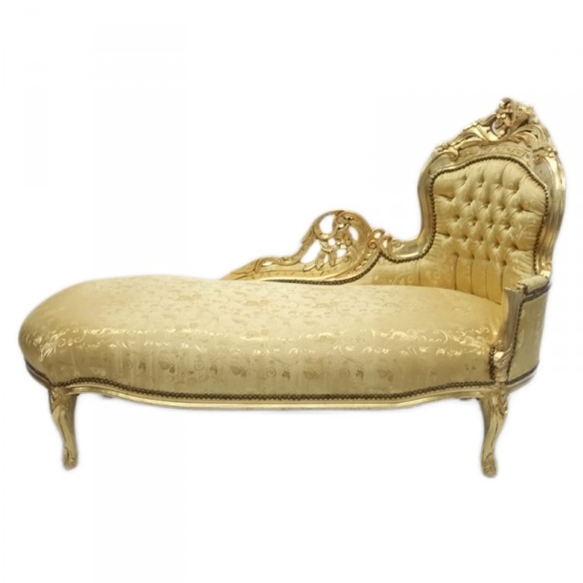 Casa Padrino baroque chaise longue "King" Gold Pattern / Gold - Antique Style Furniture Casa Padrino baroque chaise longue "King" Gold Pattern / Gold - Antique Style Furniture