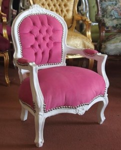 Casa Padrino Sillón barroco para niños estilo antiguo rosa/blanco 51 x 71 cm Casa Padrino Sillón barroco para niños estilo antiguo rosa/blanco 51 x 71 cm