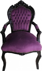 Casa Padrino Barock Esszimmer Stuhl Lila Schwarz mit Armlehnen Armlehnstuhl Purple Black Baroque Dining Chair with Arms Armsrests Furniture Möbel Casa Padrino Barock Esszimmer Stuhl Lila Schwarz mit Armlehnen Armlehnstuhl Purple Black Baroque Dining Chair with Arms Armsrests Furniture Möbel