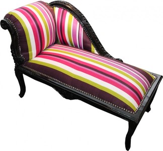 Casa Padrino Chaise Longue Barroca para Niños Rayas Coloridas / Negro - Muebles Barrocos Tron, 109 x 49 x 72 cm Casa Padrino Chaise Longue Barroca para Niños Rayas Coloridas / Negro - Muebles Barrocos Tron, 109 x 49 x 72 cm