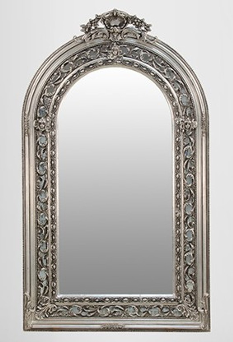 Large sumptuous baroque mirror half round silver 185 x 110 cm Large sumptuous baroque mirror half round silver 185 x 110 cm