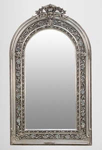 Large sumptuous baroque mirror half round silver 185 x 110 cm Large sumptuous baroque mirror half round silver 185 x 110 cm
