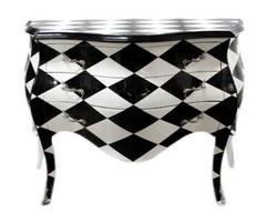 Casa Padrino Cómoda Barroca de Cuadros Negro/Blanco, Hecha a mano en madera maciza, Ancho 125 cm, Profundidad 56 cm, Altura 86 cm Casa Padrino Cómoda Barroca de Cuadros Negro/Blanco, Hecha a mano en madera maciza, Ancho 125 cm, Profundidad 56 cm, Altura 86 cm