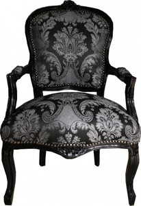 Casa Padrino Baroque Salon Chair Black Pattern / Black - Antique Style Furniture Casa Padrino Baroque Salon Chair Black Pattern / Black - Antique Style Furniture