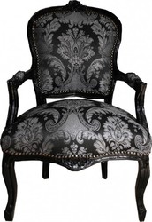 Casa Padrino Baroque Salon Chair Black Pattern / Black - Antique Style Furniture Casa Padrino Baroque Salon Chair Black Pattern / Black - Antique Style Furniture