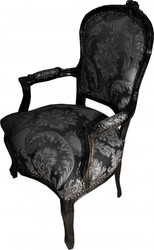 Casa Padrino Baroque Salon Chair Black Pattern / Black - Antique Style Furniture Casa Padrino Baroque Salon Chair Black Pattern / Black - Antique Style Furniture