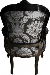 Casa Padrino Baroque Salon Chair Black Pattern / Black - Antique Style Furniture Casa Padrino Baroque Salon Chair Black Pattern / Black - Antique Style Furniture