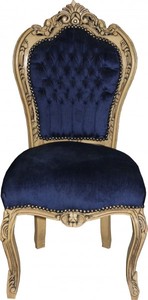 Casa Padrino Barocco Cena Chair Royal Blue / Legno - Arredamento