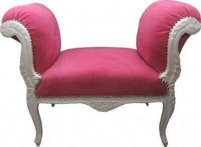 Casa Padrino baroque stool Stool Rose / White - Bench