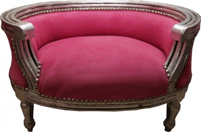 Casa Padrino Divano barocco per cani & gatti stile antico Rosa / Argento 71,5 x 53 x 41 cm Casa Padrino Divano barocco per cani & gatti stile antico Rosa / Argento 71,5 x 53 x 41 cm