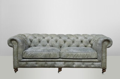 Casa Padrino Chesterfield Luxury Genuine Leather Sofa 2.5 Seater Vintage Leather Galata Verde 220 x 96 x 78 cm