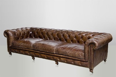 Casa Padrino Chesterfield Luxury Genuine Leather Sofa 4 Seater Vintage Look Cigar Width 300 cm