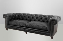Casa Padrino Chesterfield Luxury Genuine Leather Sofa 3-Seater Vintage Design Old Saddle Black 238 x 96 x 78 cm Casa Padrino Chesterfield Luxury Genuine Leather Sofa 3-Seater Vintage Design Old Saddle Black 238 x 96 x 78 cm
