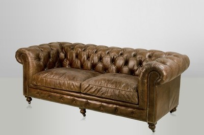Echtleder Chesterfield Sofa Braun Leder Vintage Antik Stil Wohnzimmer Couch
