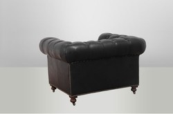 Casa Padrino Chesterfield Luxury Genuine Leather Armchair Vintage Design Old Saddle Black 123 x 96 x 78 cm