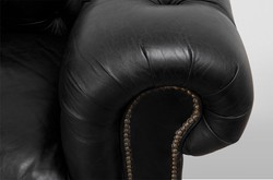 Casa Padrino Chesterfield Luxury Genuine Leather Armchair Vintage Design Old Saddle Black 123 x 96 x 78 cm