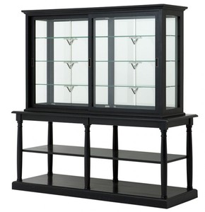 Casa Padrino Vitrina de cristal de lujo Nortbrook estilo antiguo inglés, madera de roble acabado Black Antique, 190 x 68 x 195 cm Casa Padrino Vitrina de cristal de lujo Nortbrook estilo antiguo inglés, madera de roble acabado Black Antique, 190 x 68 x 195 cm