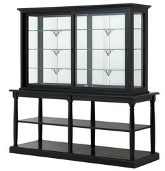 Casa Padrino Luxury Glass Display Cabinet Nortbrook in English Antique Style, Oak Wood in Black Antique Finish, 190 x 68 x 195 cm Casa Padrino Luxury Glass Display Cabinet Nortbrook in English Antique Style, Oak Wood in Black Antique Finish, 190 x 68 x 195 cm