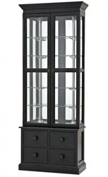 Casa Padrino Vitrina de lujo estilo antiguo inglés, roble en acabado Black Antique, 240 x 91 x 35 cm Casa Padrino Vitrina de lujo estilo antiguo inglés, roble en acabado Black Antique, 240 x 91 x 35 cm