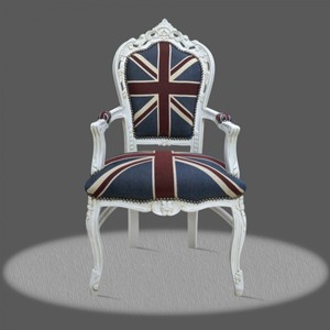 Casa Padrino barroco Cena con apoyabrazos blanco estilo Union Jack / antigüedades - estilo antiguo