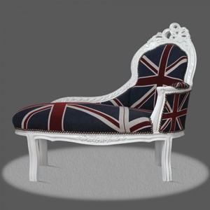 Casa Padrino Chaise Longue Barroca Infantil Union Jack / Blanco - Recamiere de Madera Maciza, 101 x 51 x 93 cm Casa Padrino Chaise Longue Barroca Infantil Union Jack / Blanco - Recamiere de Madera Maciza, 101 x 51 x 93 cm