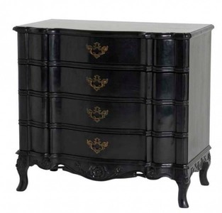 Casa Padrino Luxury Baroque Chest of Drawers, Black, 4 Drawers, Width 110 cm, Depth 61 cm, Height 101 cm