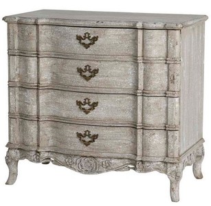 Casa Padrino Luxury Baroque Style Chest of Drawers in French Grey with 4 Drawers, 110 x 61 x 101 cm