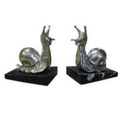 Casa Padrino Sujetalibros de lujo Art Deco Caracoles de bronce sobre base de mármol 15 x 15 x 10 cm
