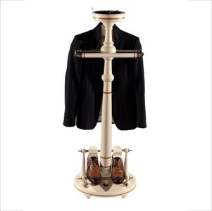 Casa Padrino Designer Luxus Garderoben Ständer New York Banker Stil Weiss - Kleiderständer, Anzugständer, Dressboy, 129 x 47 x 39 cm