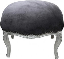 Casa Padrino Barock Hocker Fußhocker Sitzhocker Grau Silber Silver Grey Baroque Footstool Stool Ottoman Möbel Furniture Interior Einrichtung Casa Padrino Barock Hocker Fußhocker Sitzhocker Grau Silber Silver Grey Baroque Footstool Stool Ottoman Möbel Furniture Interior Einrichtung