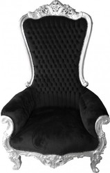 Casa Padrino Baroque Throne Armchair Majestic Black / Silver - Giant Throne Chair - 173 x 104 x 82 cm Casa Padrino Baroque Throne Armchair Majestic Black / Silver - Giant Throne Chair - 173 x 104 x 82 cm