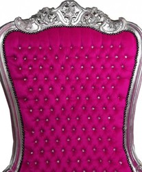 Casa Padrino Sillón Trono Barroco Majestic en Rosa y Plata con Estrás, 173 x 104 x 82 cm