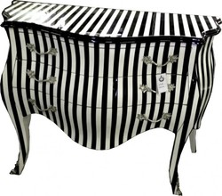 Casa Padrino Commode Baroque au design extravagant à rayures Noir/Blanc 120 cm - Buffet de luxe Casa Padrino Commode Baroque au design extravagant à rayures Noir/Blanc 120 cm - Buffet de luxe