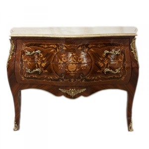 Casa Padrino Comò Barocco Mogano Marrone con Intarsi e Piano in Marmo 100 x 45 x 85 cm Casa Padrino Comò Barocco Mogano Marrone con Intarsi e Piano in Marmo 100 x 45 x 85 cm