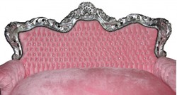 Casa Padrino Sofá barroco 2 plazas Master rosa / plata con pedrería, 160 x 125 x 81 cm Casa Padrino Sofá barroco 2 plazas Master rosa / plata con pedrería, 160 x 125 x 81 cm