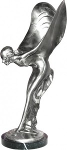 Casa Padrino Escultura de Bronce Lady with Wings, Niquelada sobre Base de Mármol, Altura 54 cm Casa Padrino Escultura de Bronce Lady with Wings, Niquelada sobre Base de Mármol, Altura 54 cm