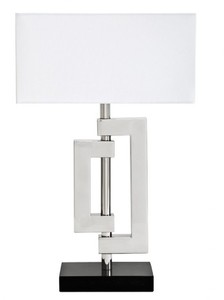Casa Padrino designer table lamp from the luxury collection, white / nickel finish / black, 64 x 40 x 20 cm Casa Padrino designer table lamp from the luxury collection, white / nickel finish / black, 64 x 40 x 20 cm